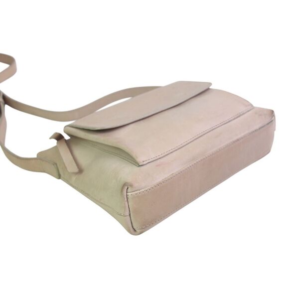 ABLE BRAZIL BEIGE REAL LEATHER ZIP TOP X-BODY PURSE SHOULDER BAG HANDBAG - Picture 8 of 16